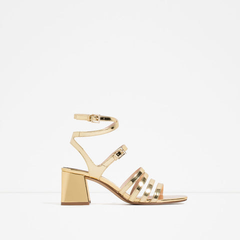 BLOCK HEEL STRAPPY SANDALS