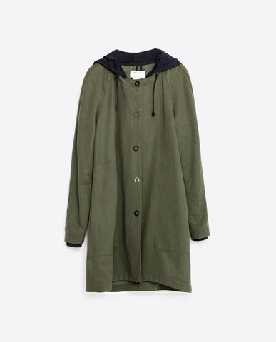 JACKET WITH CONTRASTING HOOD